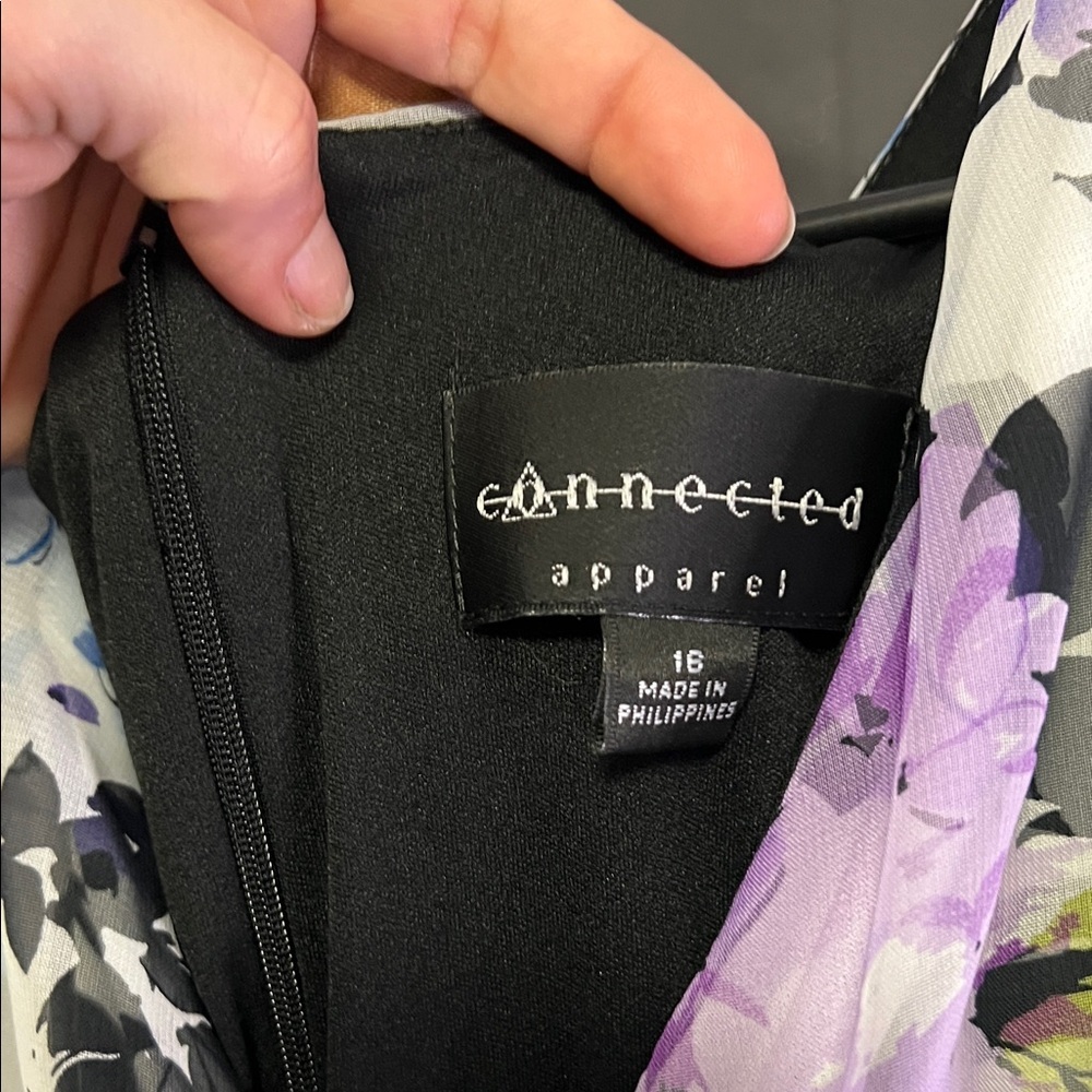 Connected Apparel Multicolor Floral Dress with Black Accent - Picture 3 of 7